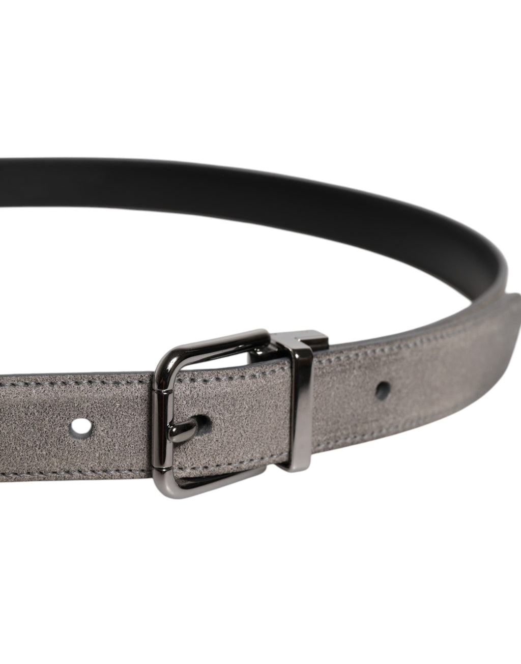 Dolce & Gabbana Gray Leather Silver Tone Metal Buckle Belt Dolce & Gabbana