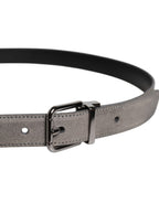 Dolce & Gabbana Gray Leather Silver Tone Metal Buckle Belt Dolce & Gabbana
