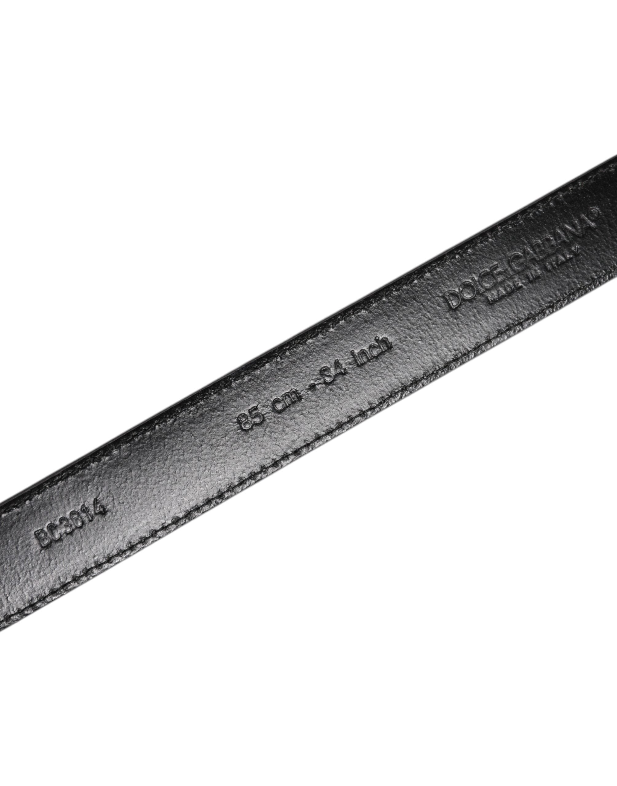Dolce & Gabbana Gray Leather Silver Tone Metal Buckle Belt Dolce & Gabbana