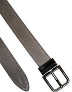 Dolce & Gabbana Gray Leather Silver Tone Metal Buckle Belt Dolce & Gabbana