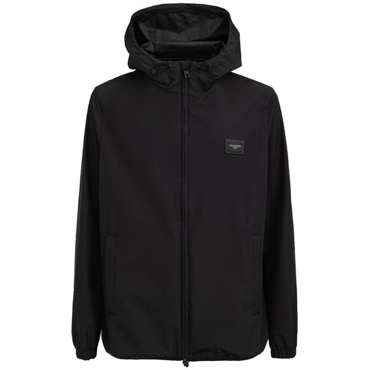 Dolce & Gabbana Black Polyester Jackets & Coat Dolce & Gabbana