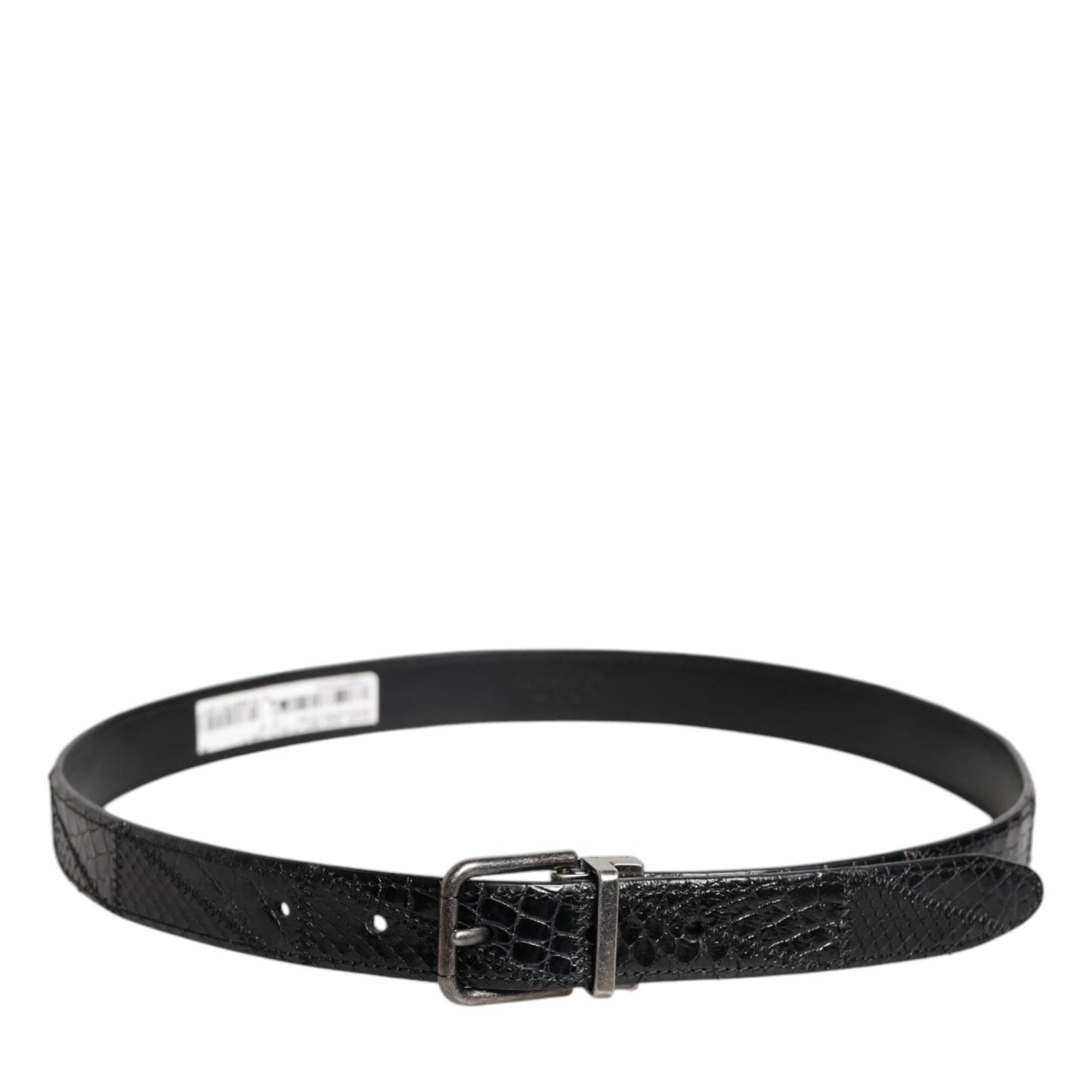 Dolce & Gabbana Black Exotic Leather Metal Logo Buckle Belt
