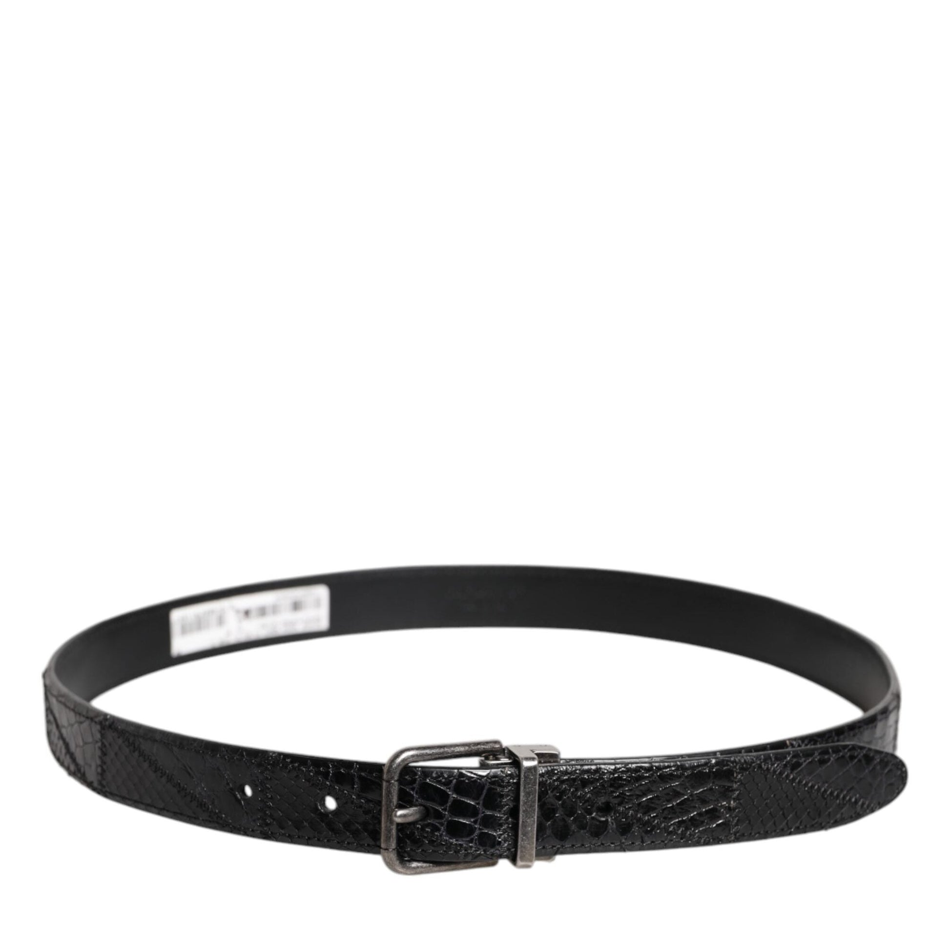 Dolce & Gabbana Black Exotic Leather Metal Logo Buckle Belt