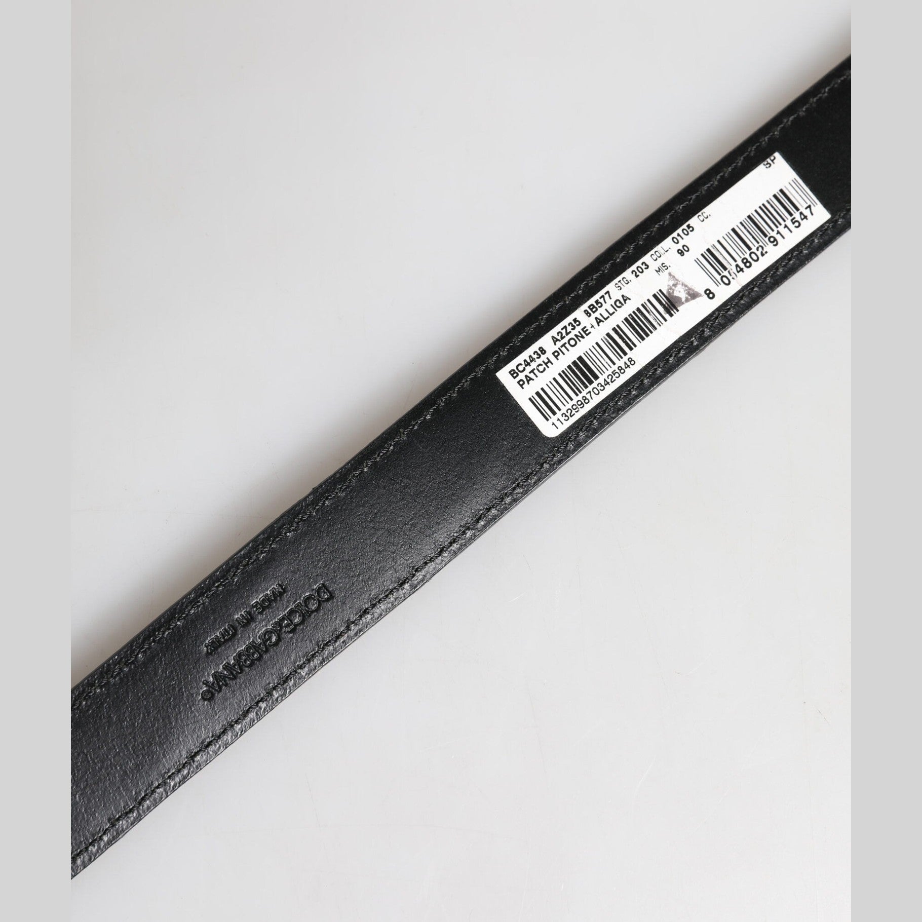 Dolce & Gabbana Black Exotic Leather Metal Logo Buckle Belt