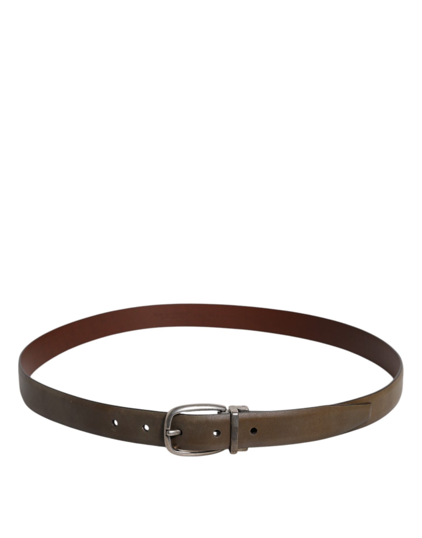 Dolce & Gabbana Brown Leather Classic Metal Logo Buckle Belt Dolce & Gabbana
