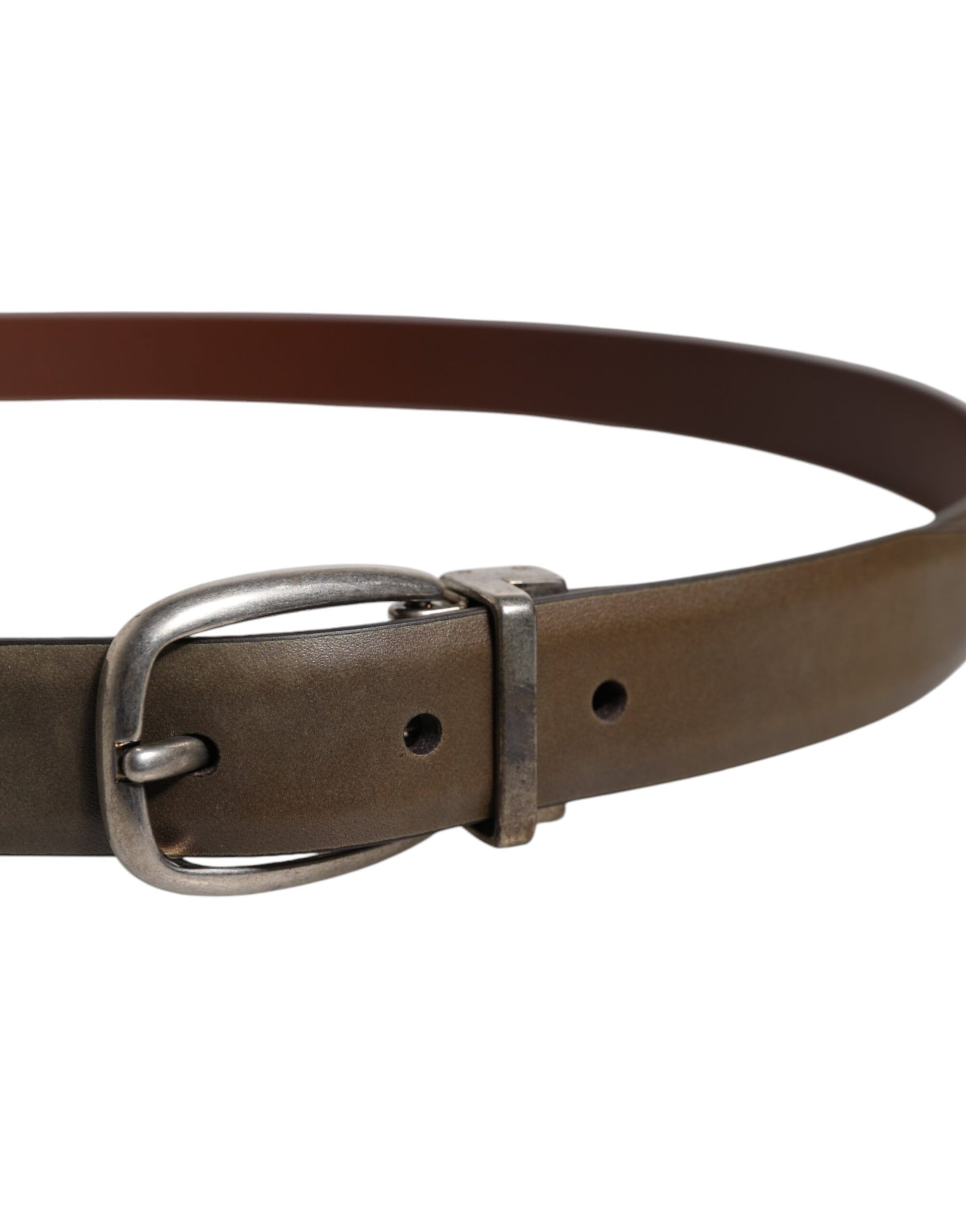 Dolce & Gabbana Brown Leather Classic Metal Logo Buckle Belt Dolce & Gabbana