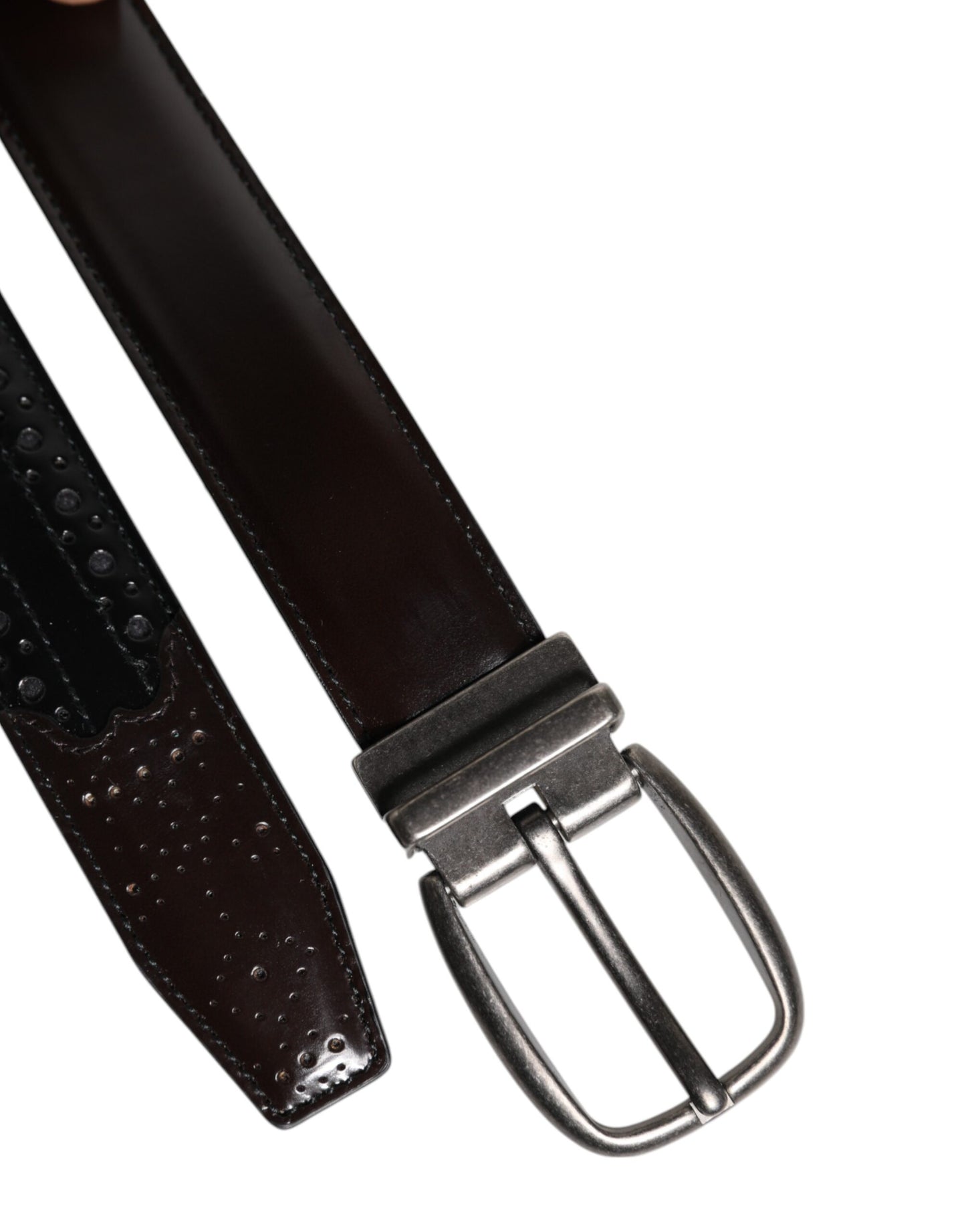 Dolce & Gabbana Black Brown Leather Classic Metal Buckle Belt Dolce & Gabbana