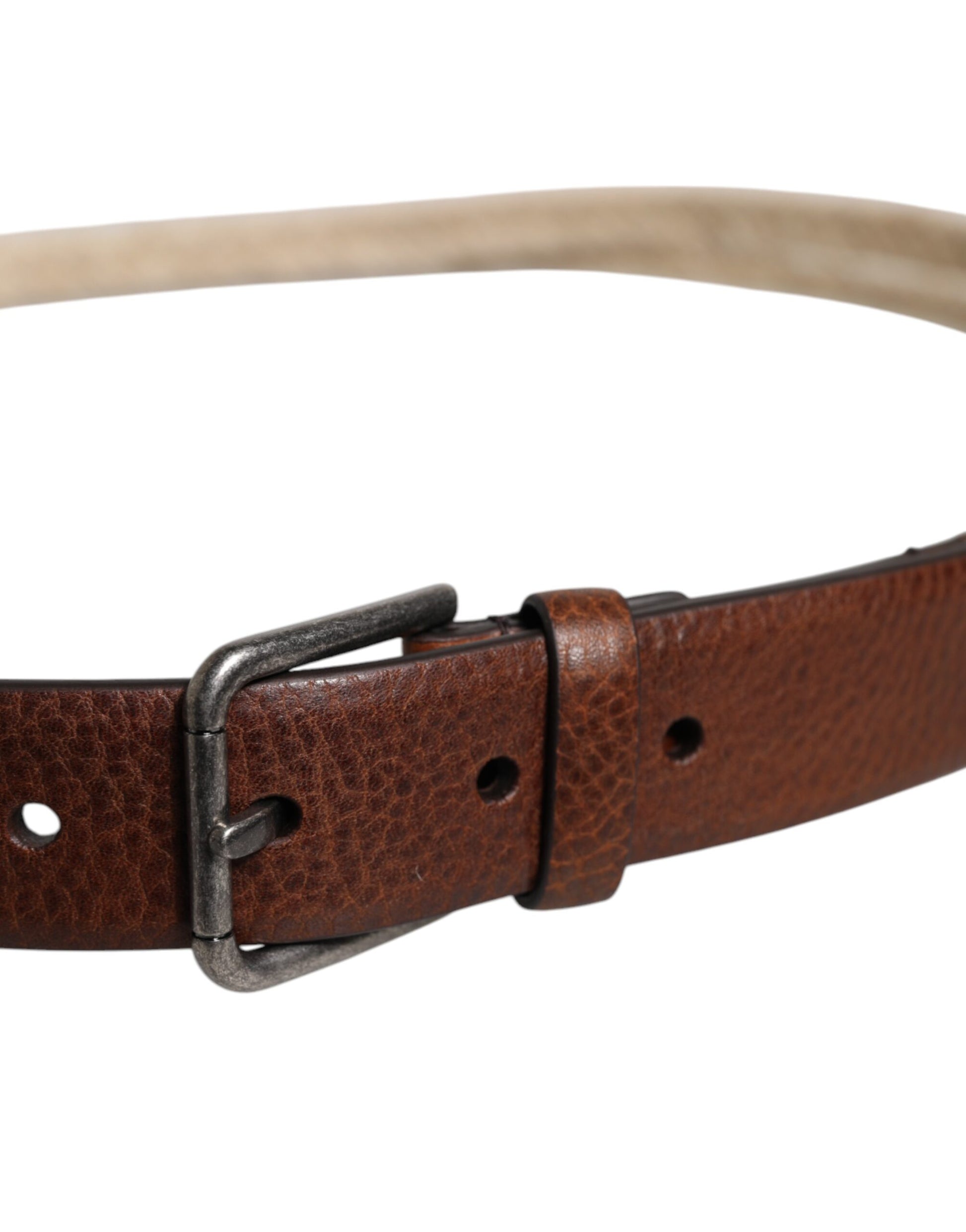 Dolce & Gabbana Brown Jute Leather Woven Metal Buckle Belt Dolce & Gabbana