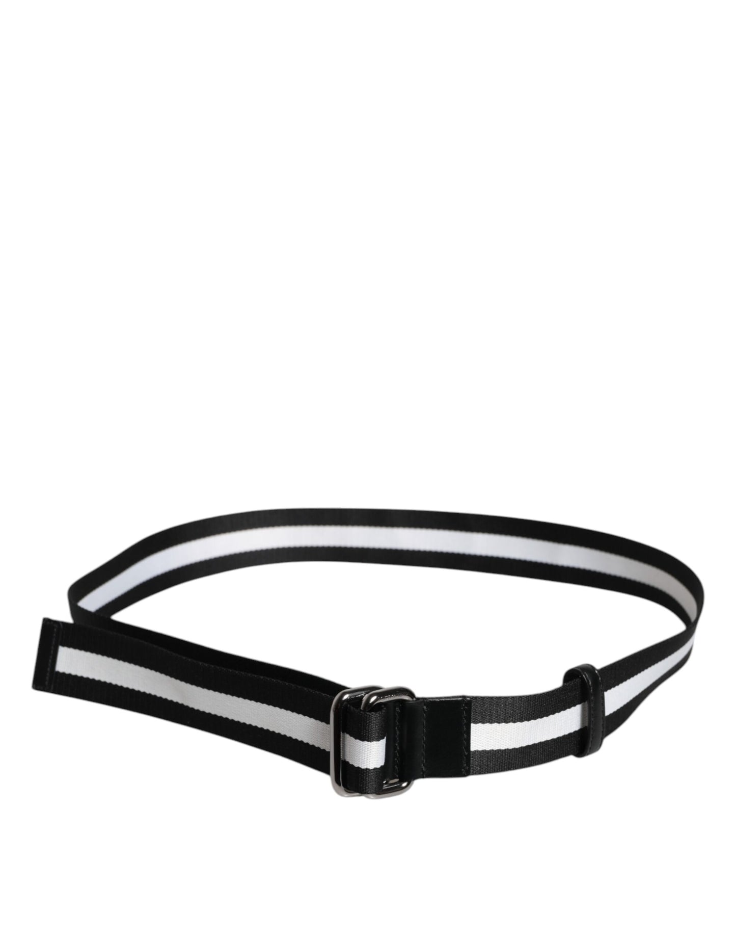 Dolce & Gabbana Black Yellow Logo Striped Metal Buckle Belt Dolce & Gabbana