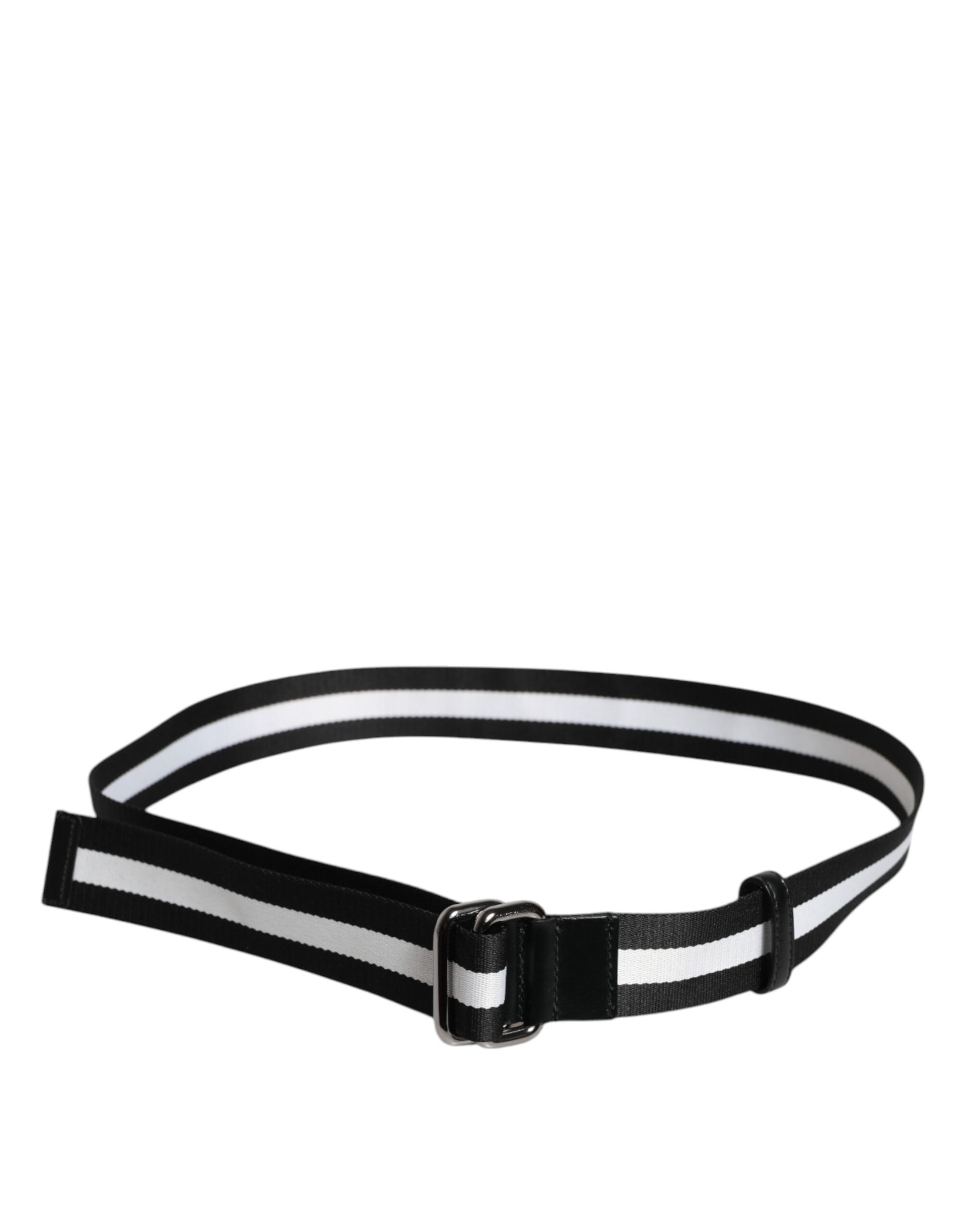 Dolce & Gabbana Black Yellow Logo Striped Metal Buckle Belt Dolce & Gabbana