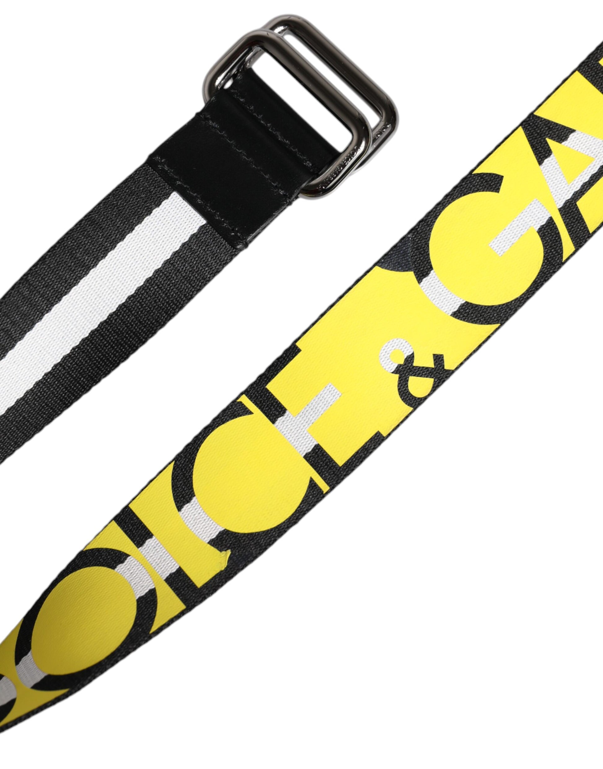 Dolce & Gabbana Black Yellow Logo Striped Metal Buckle Belt Dolce & Gabbana