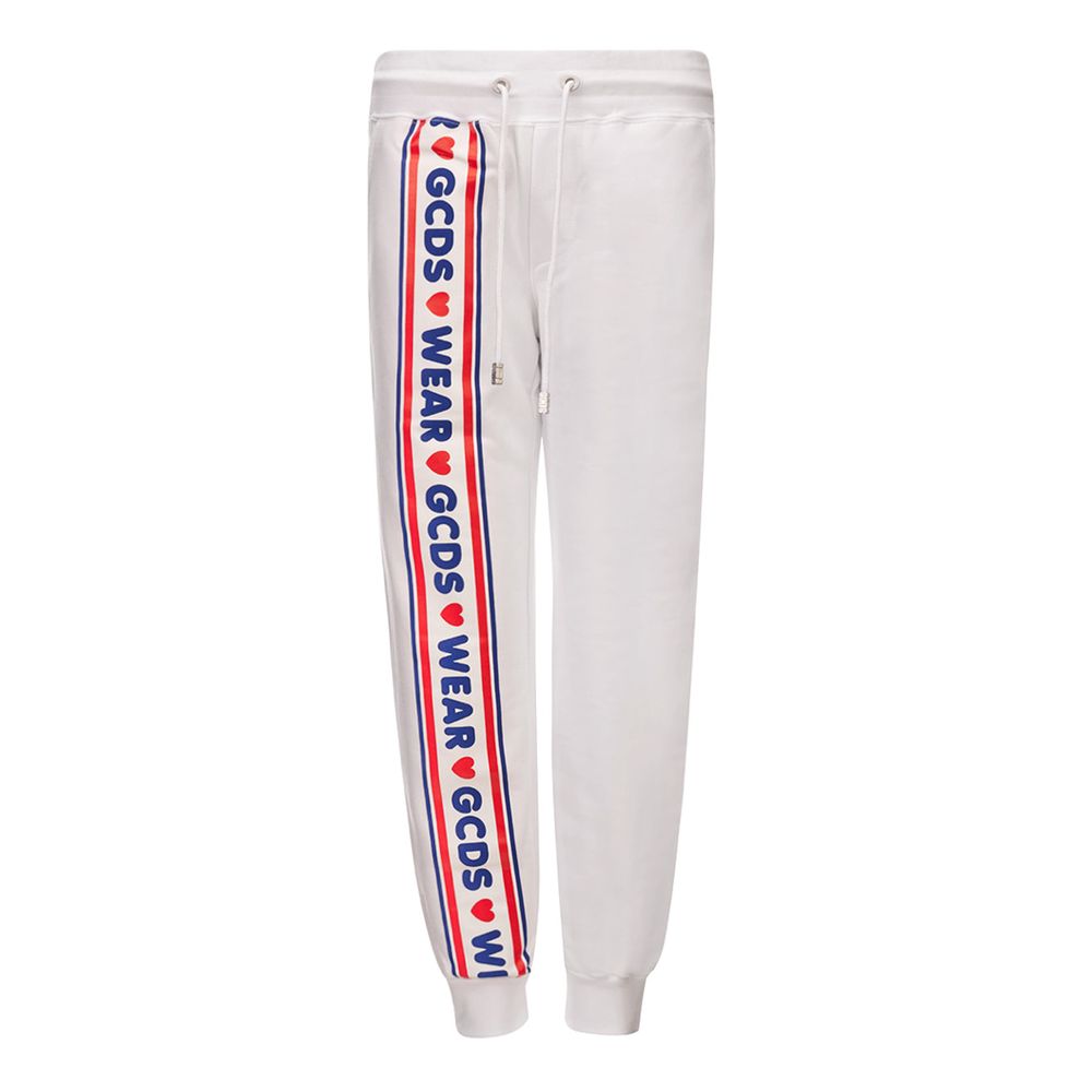 GCDS White Cotton Joggers Workout Pants