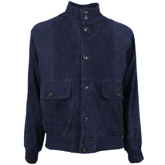 Emilio Romanelli Blue Calfskin Jacket Emilio Romanelli