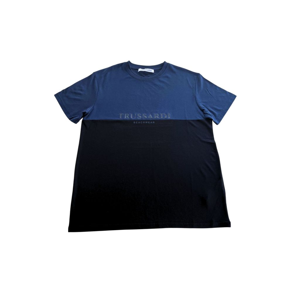 Trussardi Beachwear Blue Cotton Men T-Shirt Trussardi Beachwear