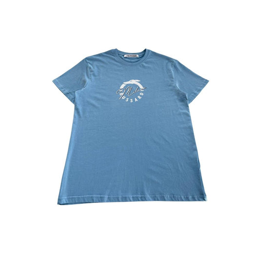 Trussardi Beachwear Light Blue Cotton Men T-Shirt Trussardi Beachwear