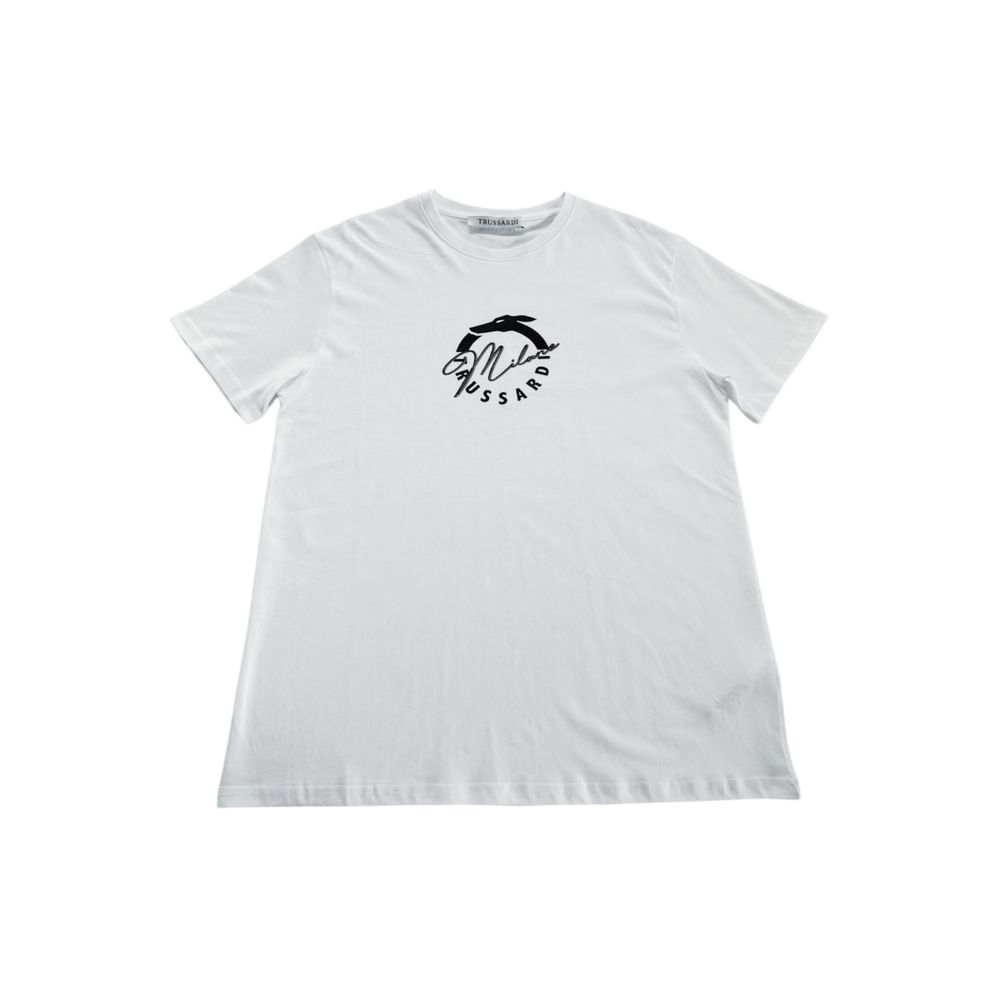 Trussardi Beachwear White Cotton Men T-Shirt Trussardi Beachwear