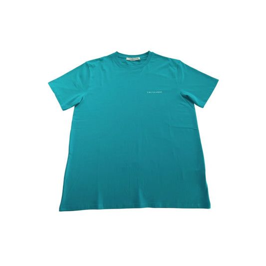 Trussardi Beachwear Light Blue Cotton Men T-Shirt Trussardi Beachwear