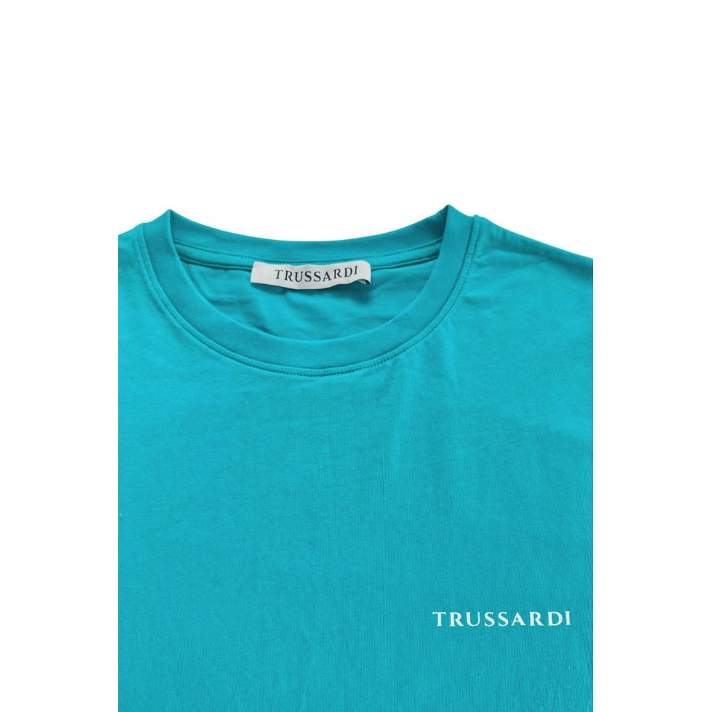Trussardi Beachwear Light Blue Cotton Men T-Shirt Trussardi Beachwear