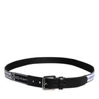 Dolce & Gabbana Black White Printed Metal Logo Buckle Belt