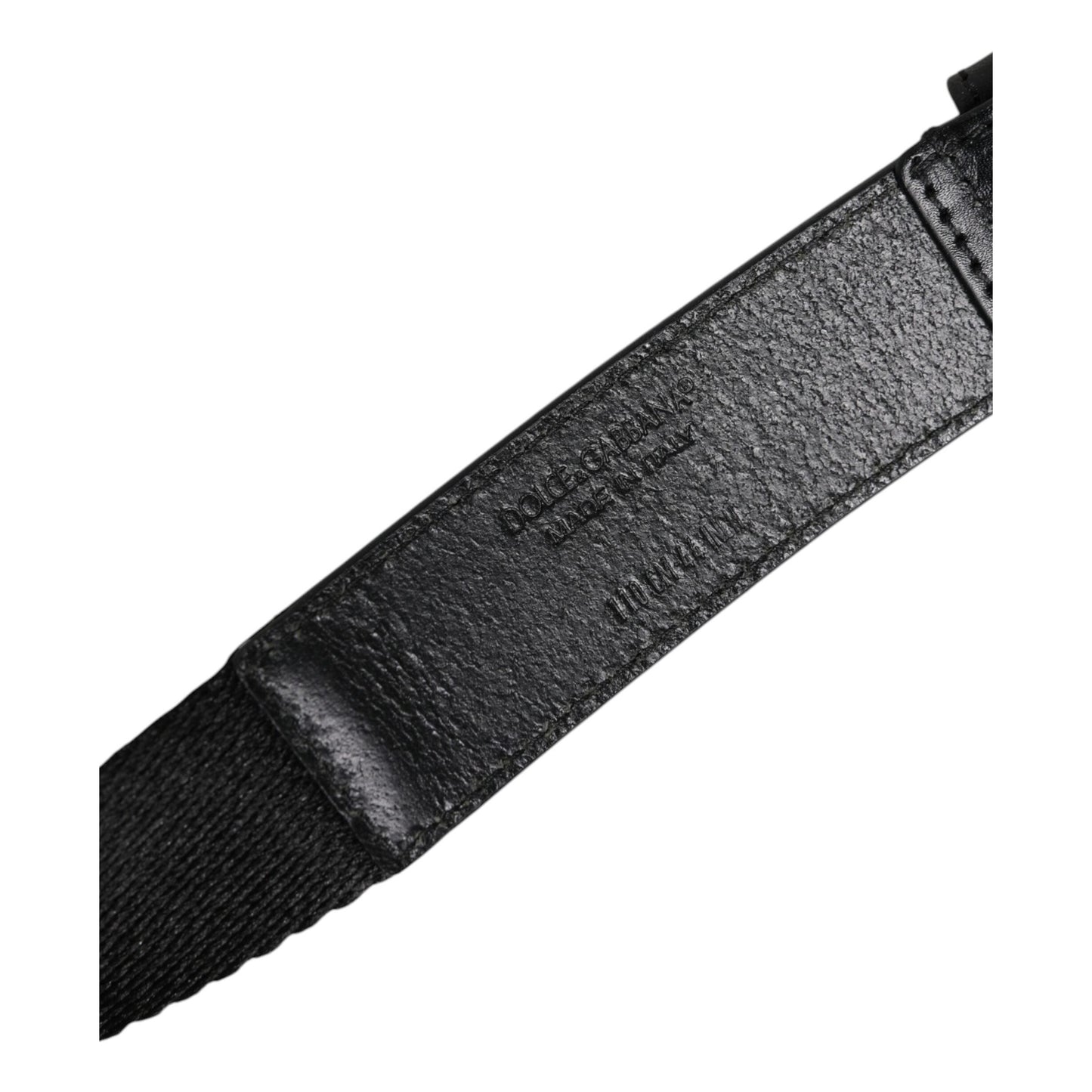 Dolce & Gabbana Black White Printed Metal Logo Buckle Belt