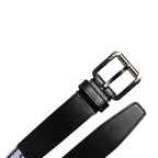 Dolce & Gabbana Black White Printed Metal Logo Buckle Belt