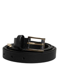 Dolce & Gabbana Black Calfskin Classic Metal Logo Buckle Belt - Eljoys Fashion 