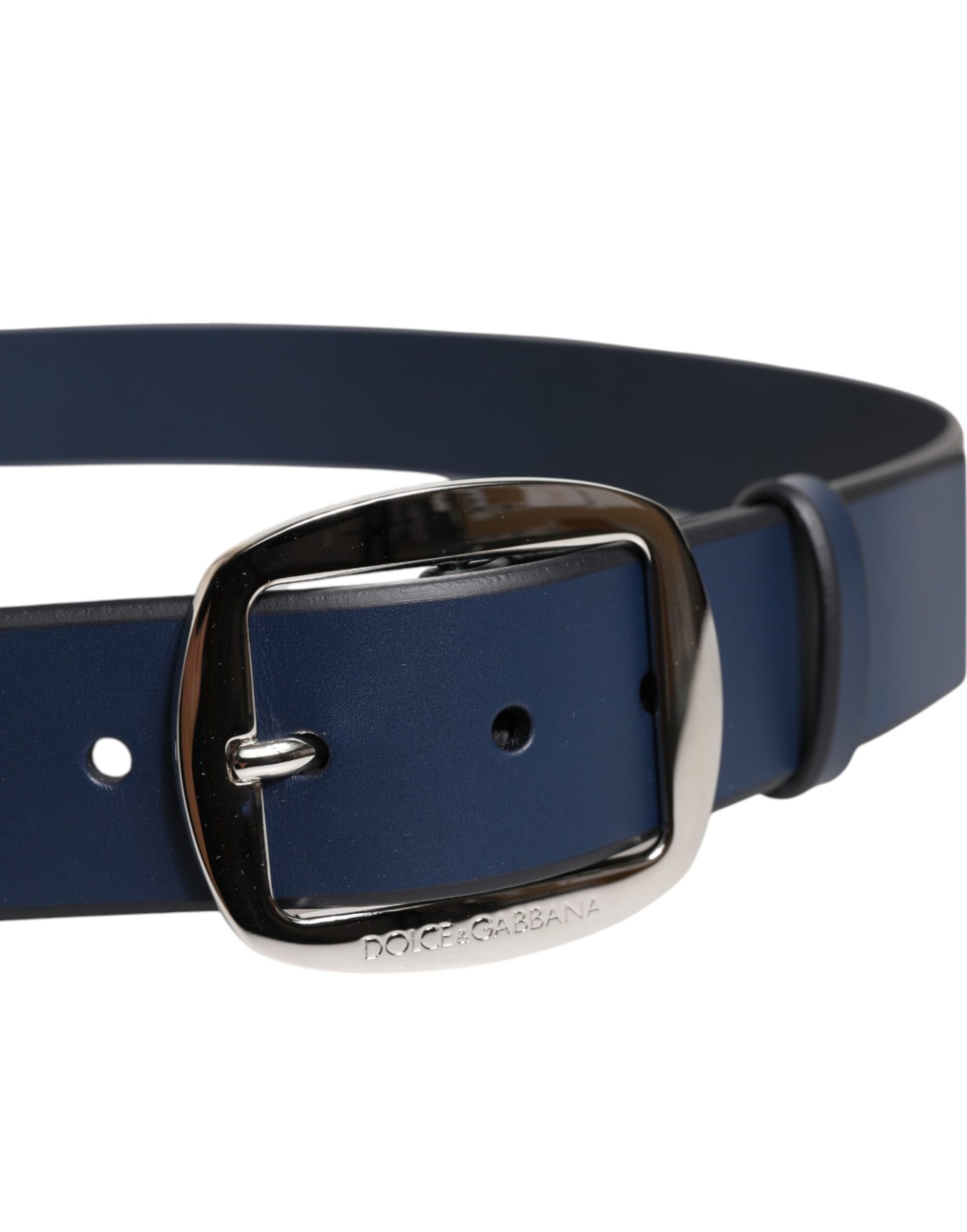 Dolce & Gabbana Blue Calf Leather Classic Metal Buckle Belt Dolce & Gabbana