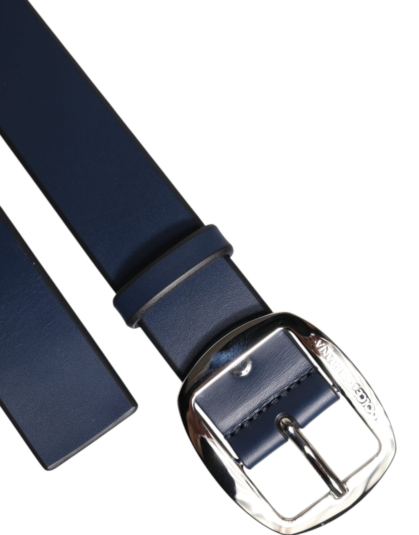 Dolce & Gabbana Blue Calf Leather Classic Metal Buckle Belt Dolce & Gabbana