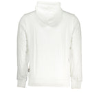 White Napapijri men's cotton hoodie with front pocket and hood, casual style and comfortable fit.