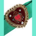 Dolce & Gabbana Green Stretch Wide Waist Heart Embellished Belt