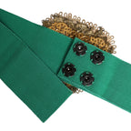 Dolce & Gabbana Green Stretch Wide Waist Heart Embellished Belt