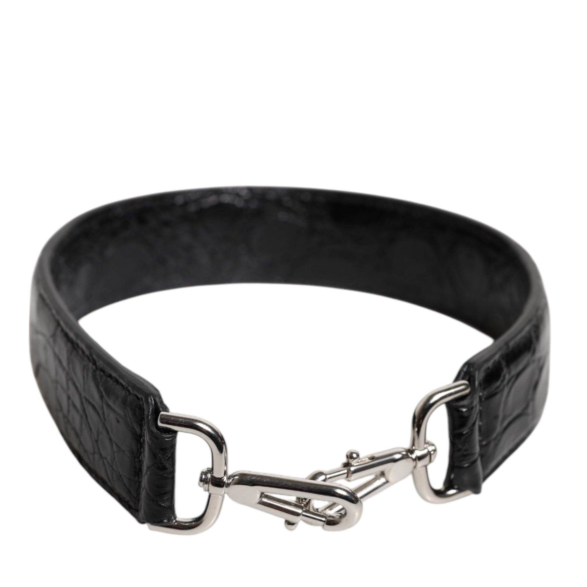 Dolce & Gabbana Black Alligator Leather Bag Shoulder Strap