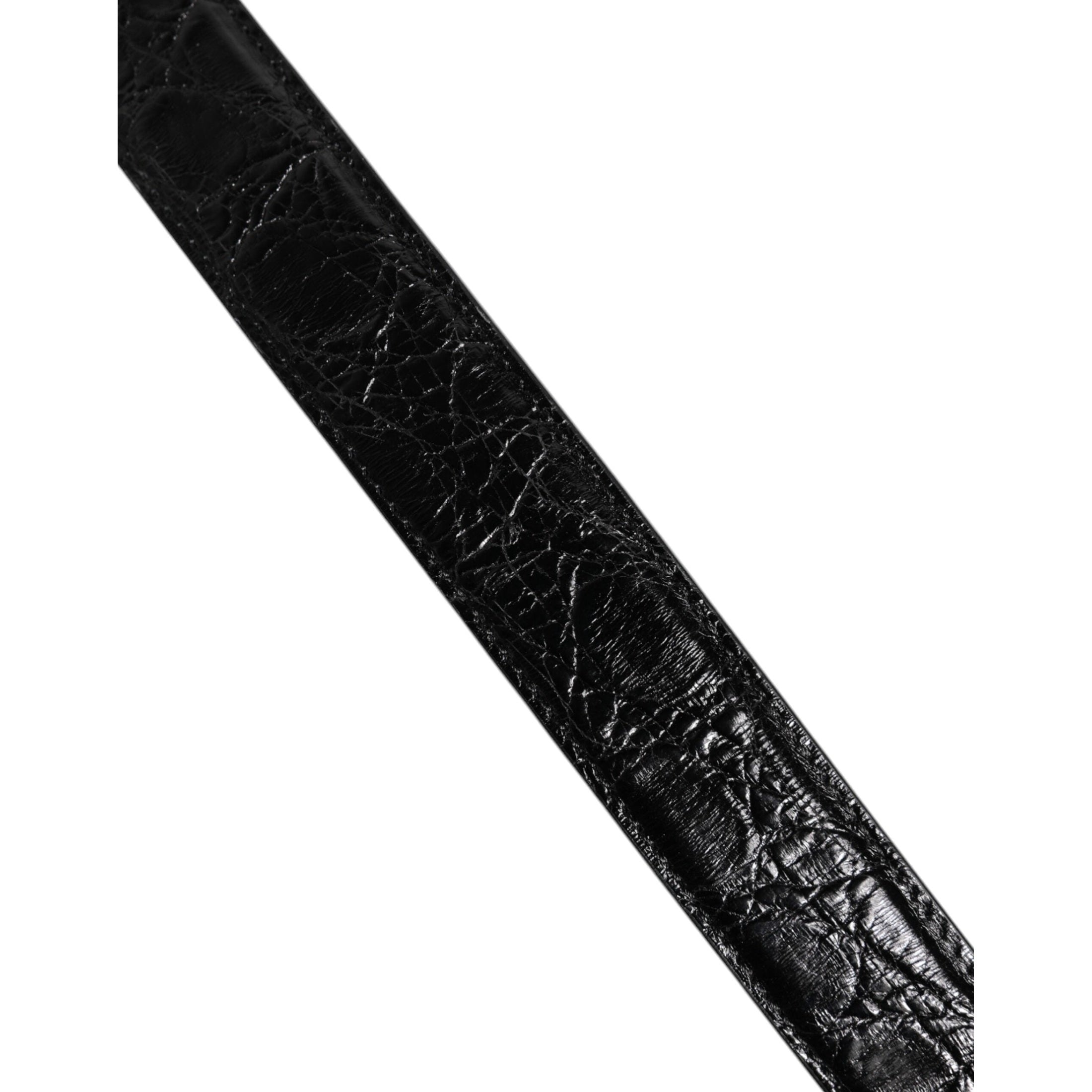 Dolce & Gabbana Black Alligator Leather Bag Shoulder Strap