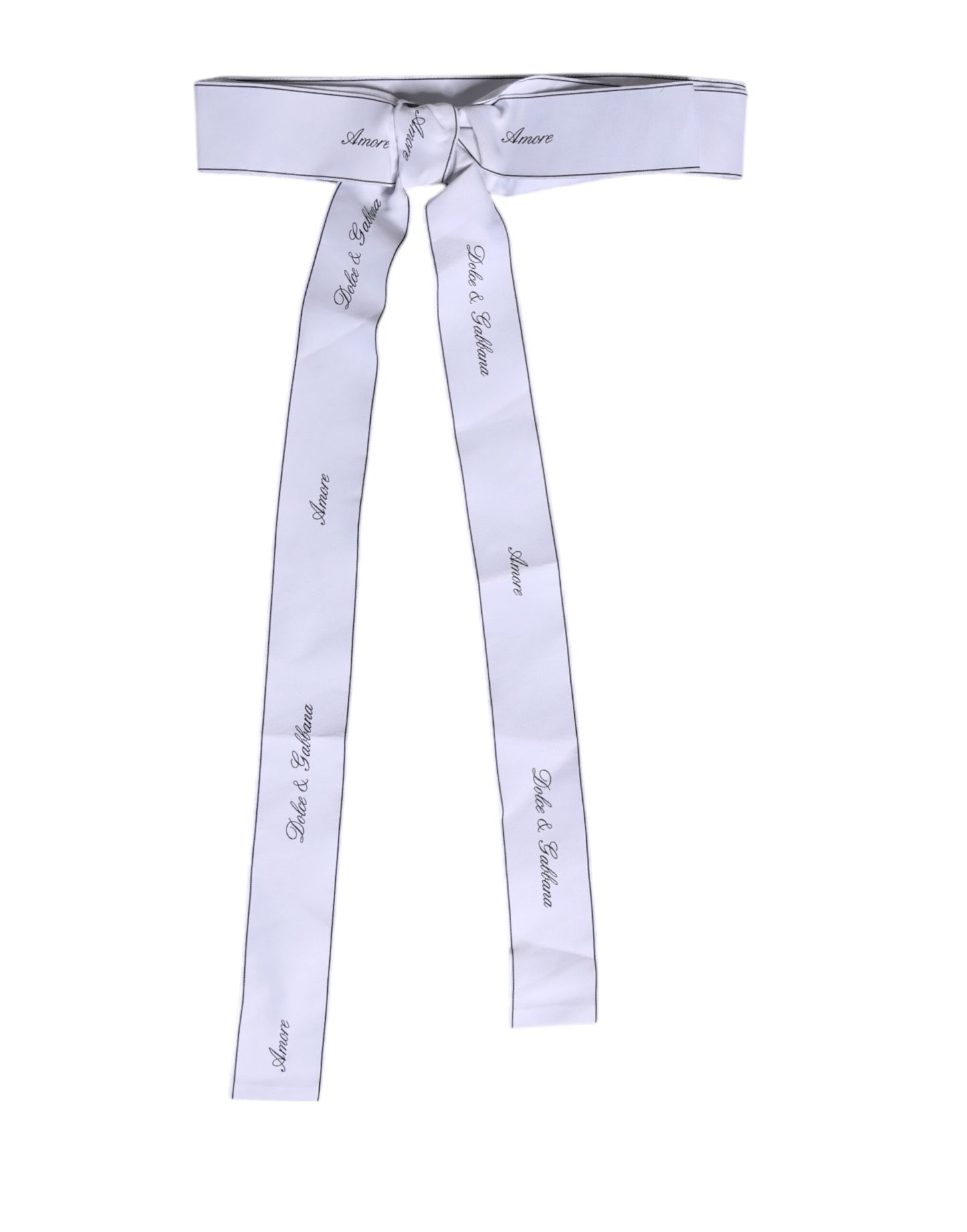 Dolce & Gabbana White Waist Ribbon Wide Bow Logo Belt Dolce & Gabbana