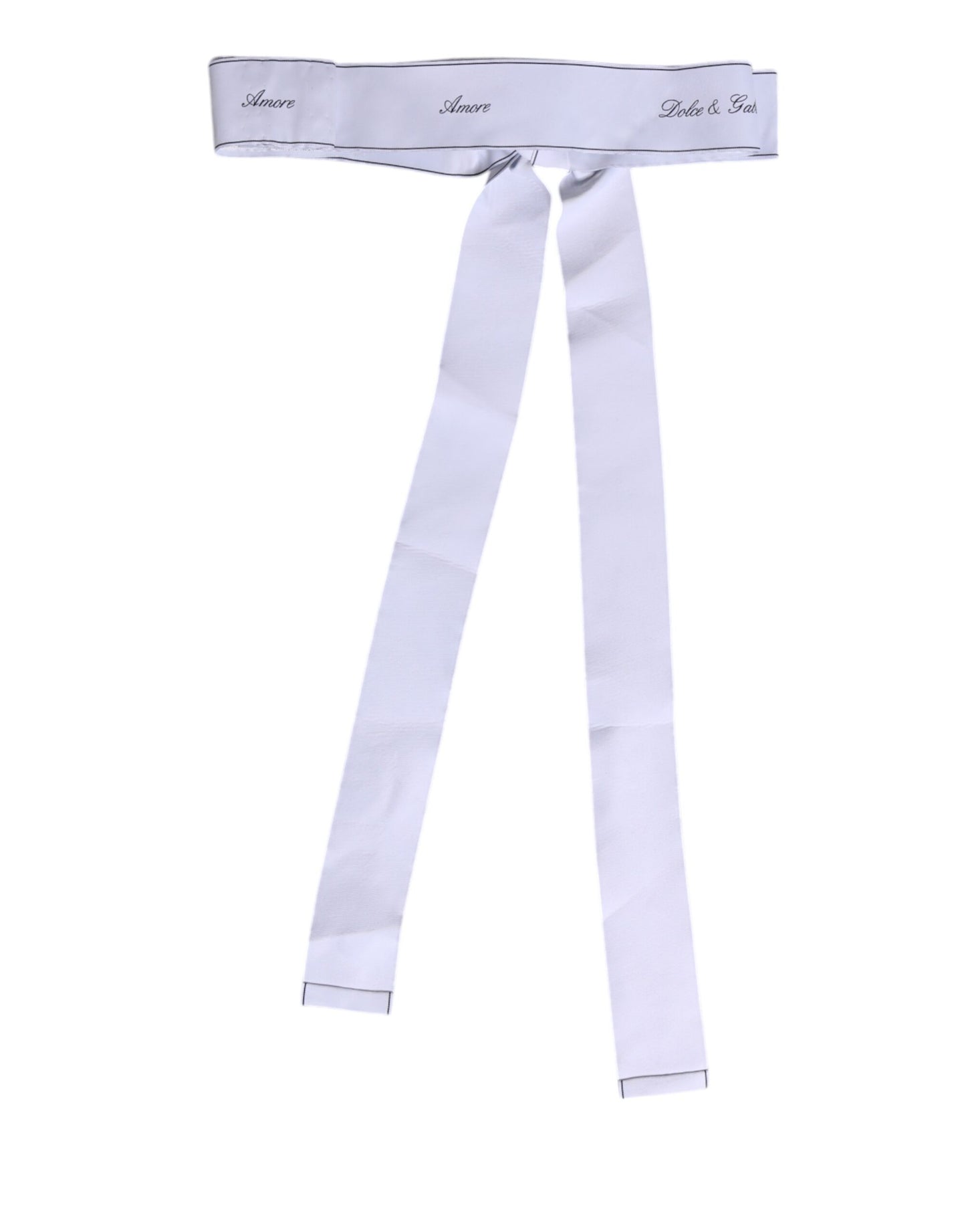 Dolce & Gabbana White Waist Ribbon Wide Bow Logo Belt Dolce & Gabbana