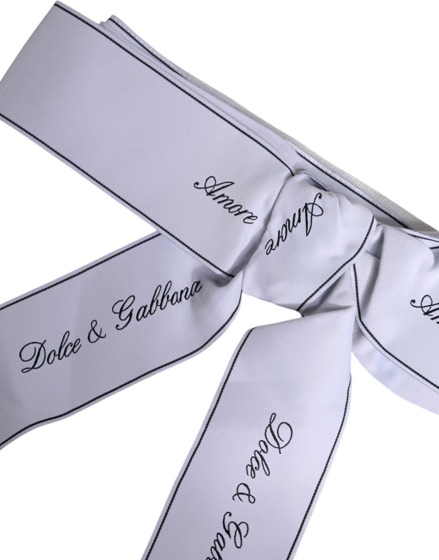 Dolce & Gabbana White Waist Ribbon Wide Bow Logo Belt Dolce & Gabbana