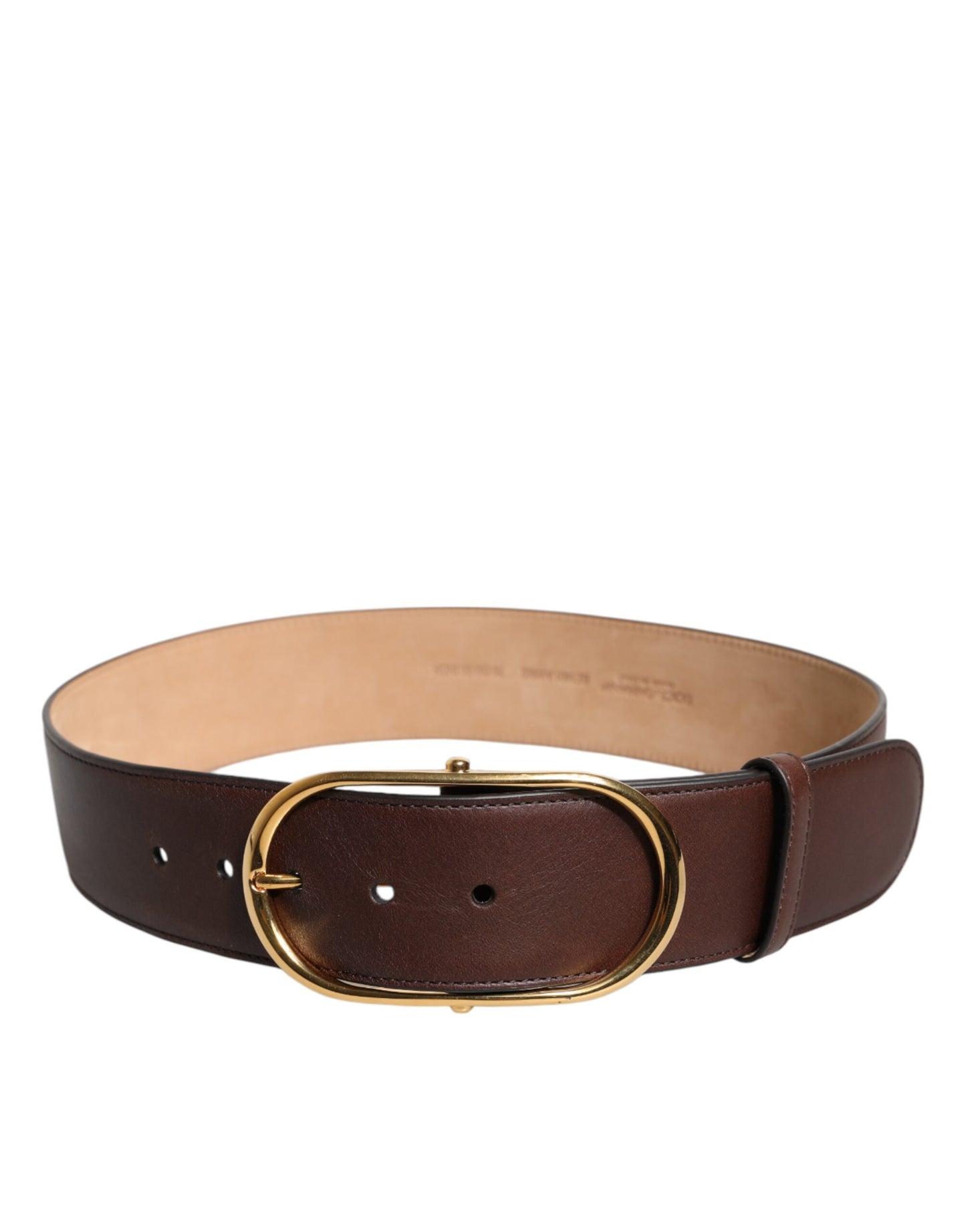 Dolce & Gabbana Brown Leather Waist Gold Metal Buckle Belt Dolce & Gabbana