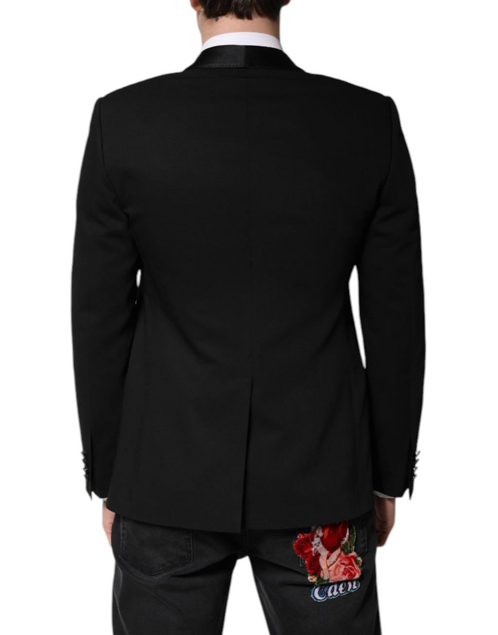 Black Dolce & Gabbana Martini blazer for men, single-breasted coat with a tailored fit and classic lapel design.