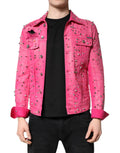 Dolce & Gabbana Pink Crystal Embellished Cotton Denim Jacket - Eljoys Fashion 