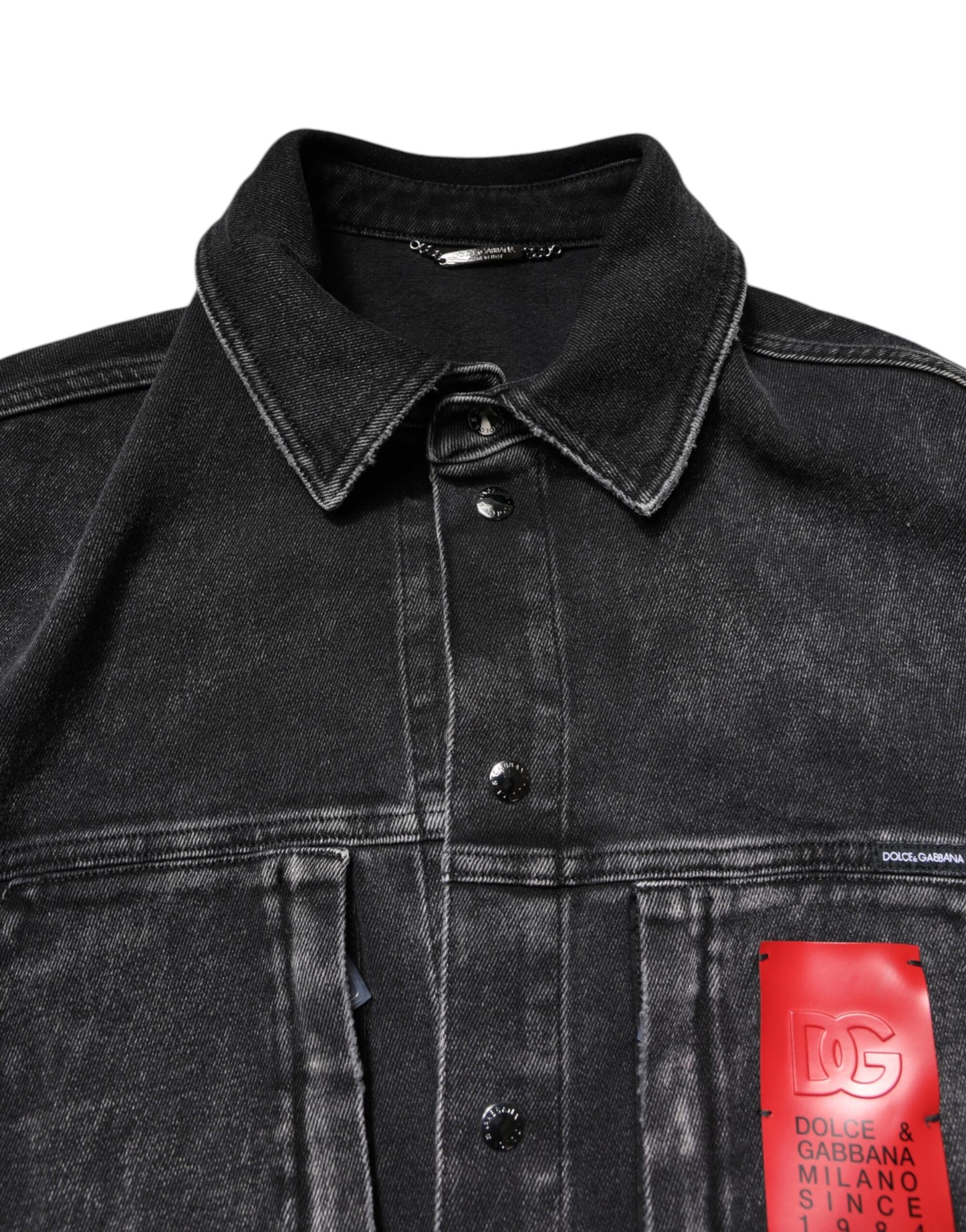 Dolce & Gabbana Black Logo Cotton Stretch Denim Jacket Dolce & Gabbana