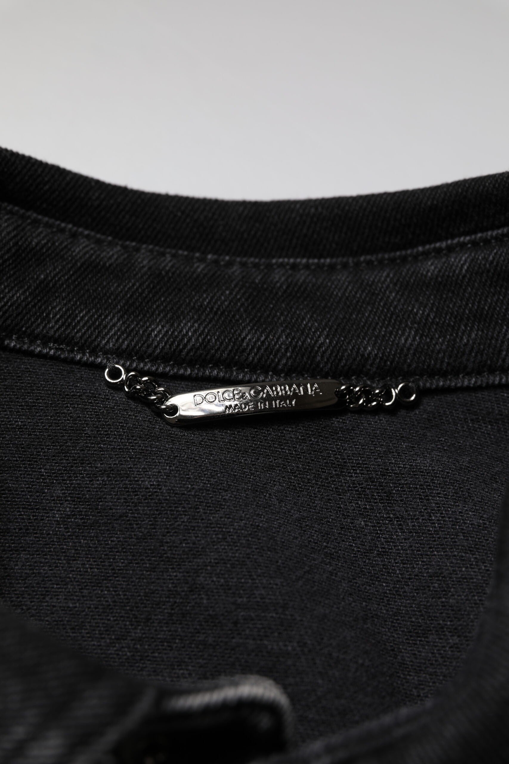 Dolce & Gabbana Black Logo Cotton Stretch Denim Jacket Dolce & Gabbana