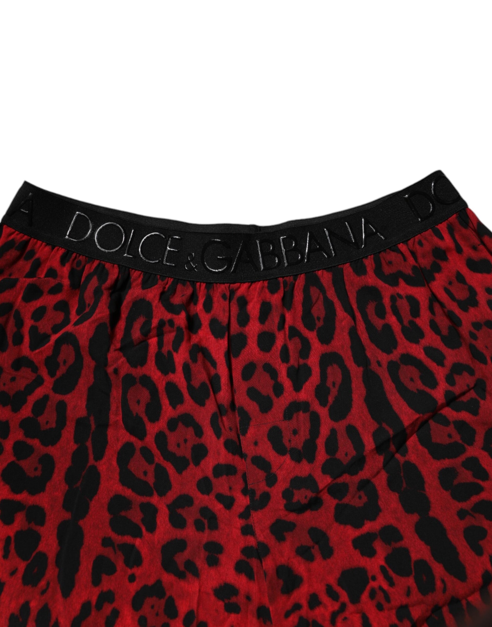 Dolce & Gabbana Red Leopard Print Viscose Bermuda Shorts Dolce & Gabbana