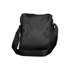 Black polyester men's shoulder bag by Calvin Klein with adjustable strap and sleek design.