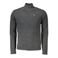 Napapijri Grigio Tessuto men's sweater in gray fabric, featuring a classic knit design and crew neckline.