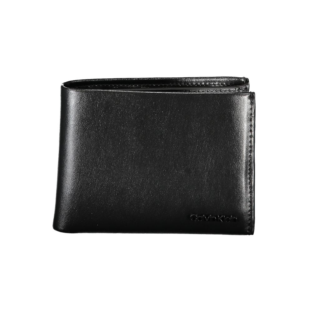 Calvin Klein Nero leather men's wallet with multiple card slots and a sleek, minimalist design.