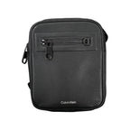Calvin Klein black polyester men's shoulder bag with adjustable strap and sleek design, suitable for everyday use.