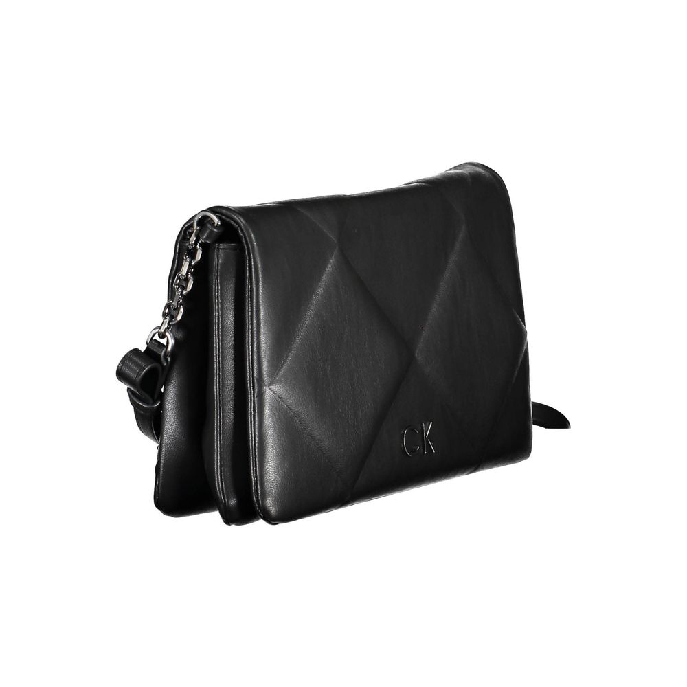 Calvin Klein black polyester women's shoulder bag with sleek design and adjustable strap, stylish for everyday use.