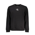 Black cotton men's sweatshirt by Calvin Klein, featuring a classic crewneck design and minimalist style.