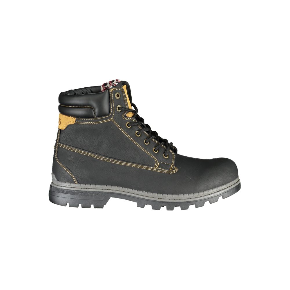 Carrera black polyurethane men's ankle boots with sleek design and ankle height, featuring sturdy construction and stylish finish.
