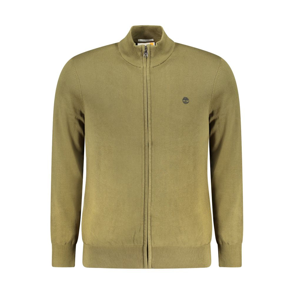 Timberland Verde organic cotton men's cardigan in green, featuring a button-up front and ribbed cuffs, casual and eco-friendly style.